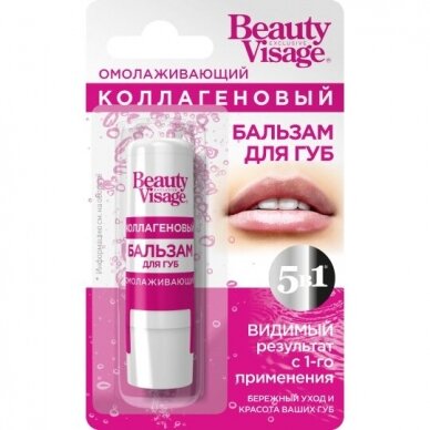 Beauty Visage kolageninis lūpų balzamas, jauninamasis "5 viename", 3,6 g