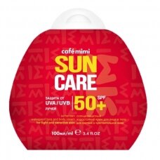 Cafe Mimi Sun apsauginis, vandeniui atsparus kremas nuo saulės veidui ir kūnui SPF50+, 100 ml