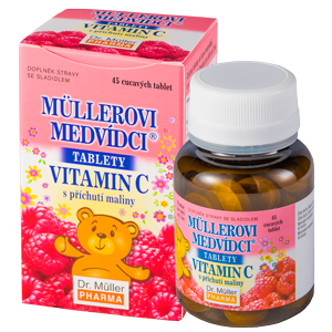 Dr. Muller Meškiukai su vitaminu C Maisto papildas su saldikliu. Braškių skonio 45 tabletės