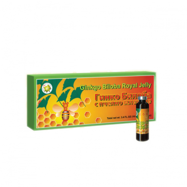 Maisto papildas GINKO BILOBA SU BIČIŲ PIENELIU 10ML x10 Maisto papildas GINKO BILOBA SU BIČIŲ PIENELIU 10ML x10