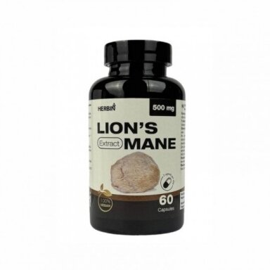 HERBIN LION'S MANE EXTRACT (liūto karčiai / gericijaus grybas) maisto papildas, 60 kapsulių HERBIN LION'S MANE EXTRACT (liūto karčiai / gericijaus grybas) maisto papildas, 60 kapsulių