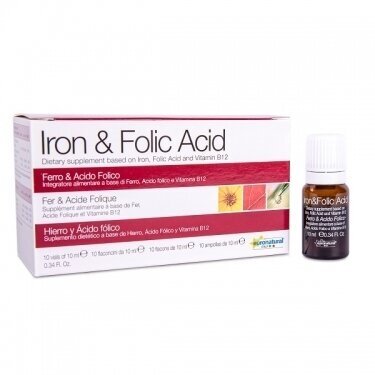 Maisto papildas Iron & Folic acid (Geležis su folio rūgštimi ir vitaminu B12), skystis 10x10ml