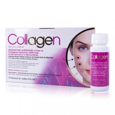 MAISTO PAPILDAS COLLAGEN EXCELLENCE® HIDROLIZUOTAS KOLAGENAS, 10 BUTELIUKŲ MAISTO PAPILDAS COLLAGEN EXCELLENCE® HIDROLIZUOTAS KOLAGENAS, 10 BUTELIUKŲ