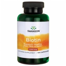 Maisto papildas Swanson Biotinas 5000mcg 100 kaps (Vitaminas B7)