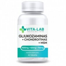 VITA-LAB maisto papildas Gliukozaminas 1500, Chondroitinas ir MSM, N90